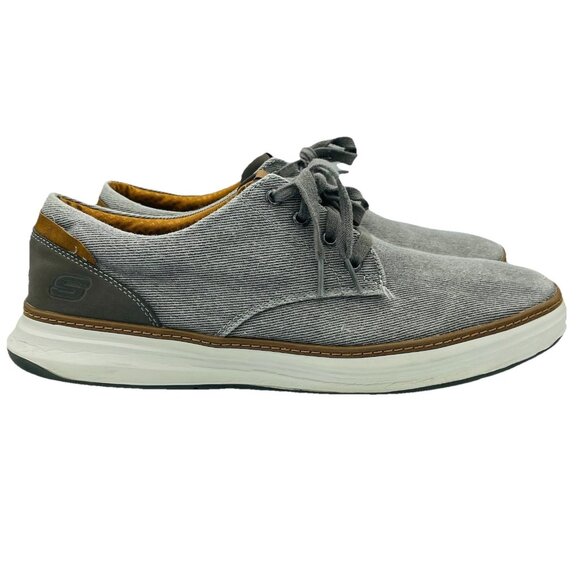 Skechers Shoes Mens Size 13 Wide Fit Taupe Air Cooled Memory Foam Goga Mat Arch - Picture 1 of 11